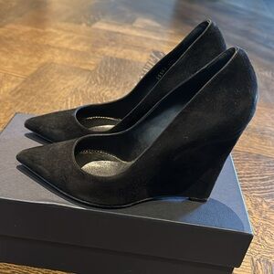 Sergio Rossi Black Suede Wedges
